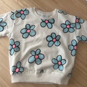Zara Kids Cream Sweatshirt with Blue and Pink Floral Design